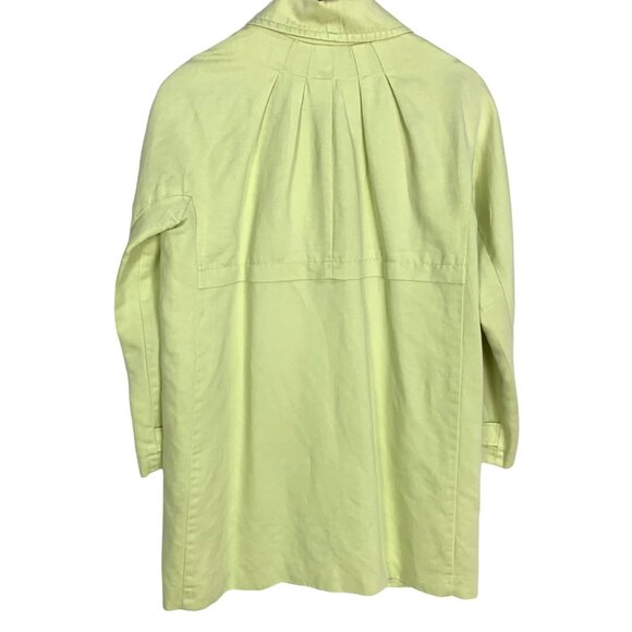 J. Jill Button Trench Jacket Linen Blend Long Sleeve Button Front PS Lime Green - Picture 4 of 12